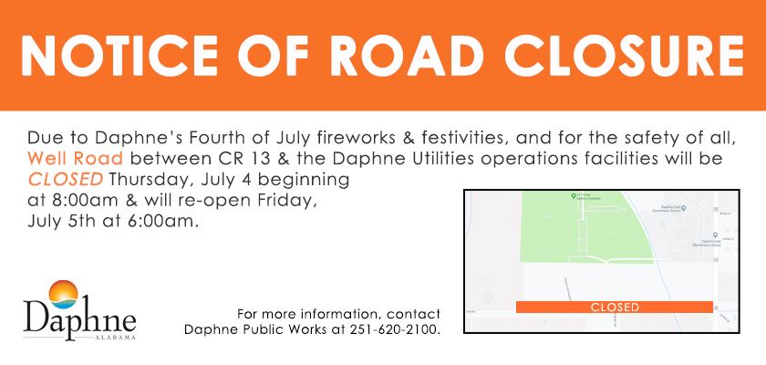 Road Closure Well Rd July2019